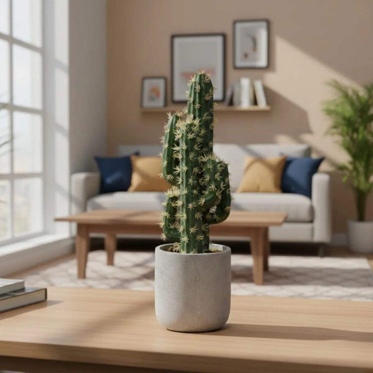Cactus Artificial Realista Premium Maceta Diseño Moderno AJ-8