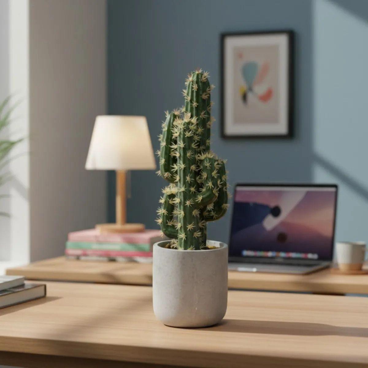 Cactus Artificial Realista Premium Maceta Diseño Moderno AJ-9