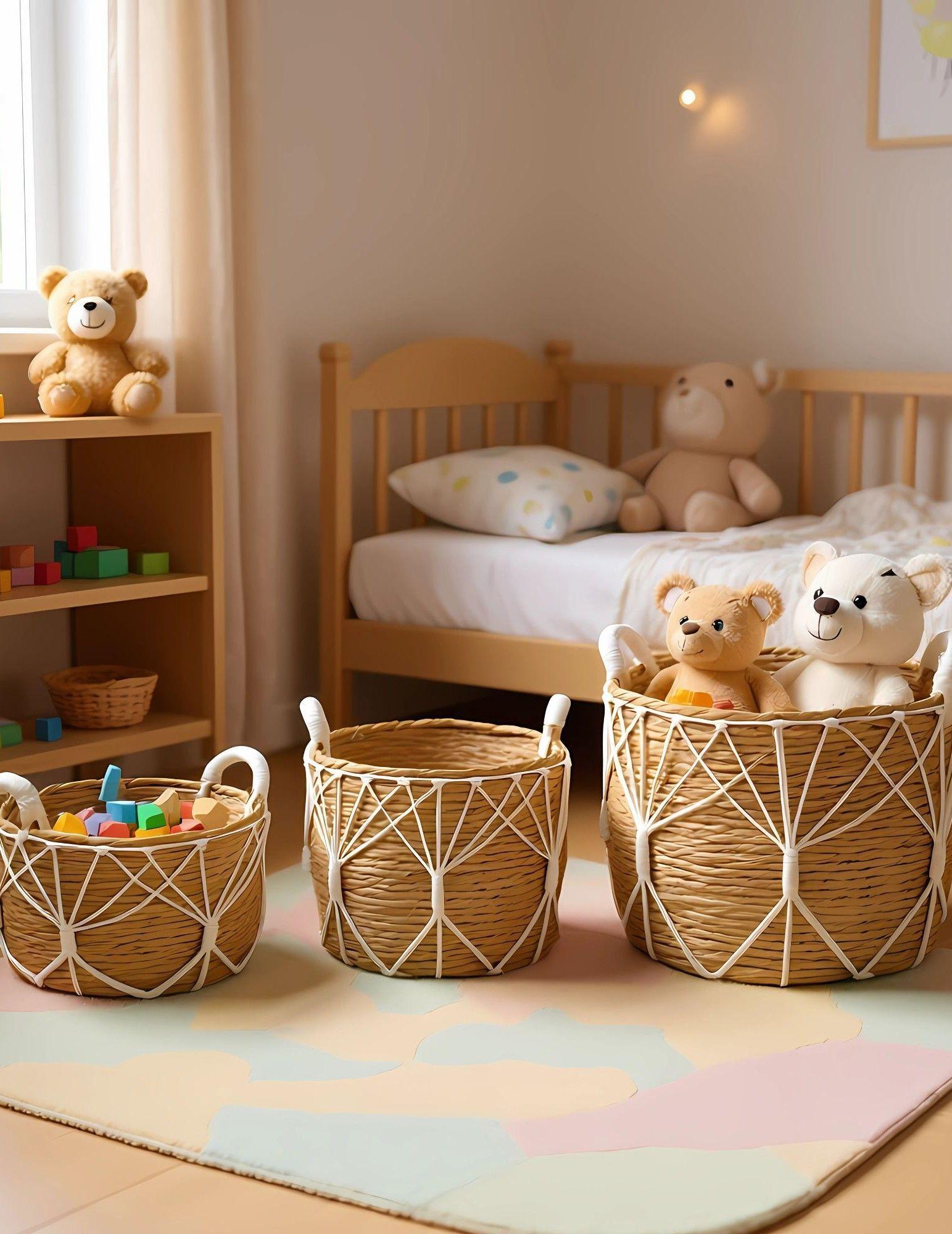 Set 3 Canastos Almacenamiento Natural Decorativos Hogar Jhn-3