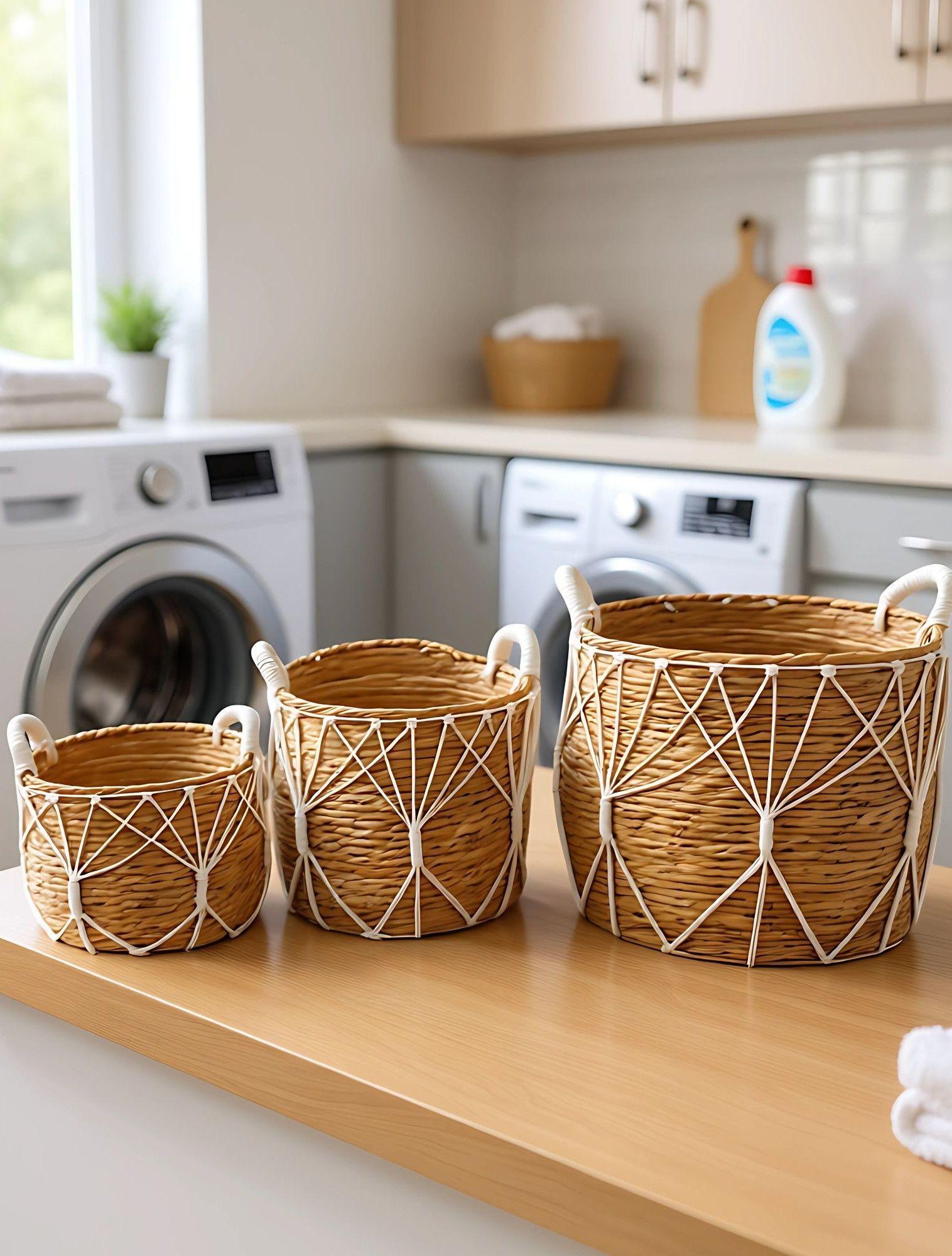 Set 3 Canastos Almacenamiento Natural Decorativos Hogar Jhn-4