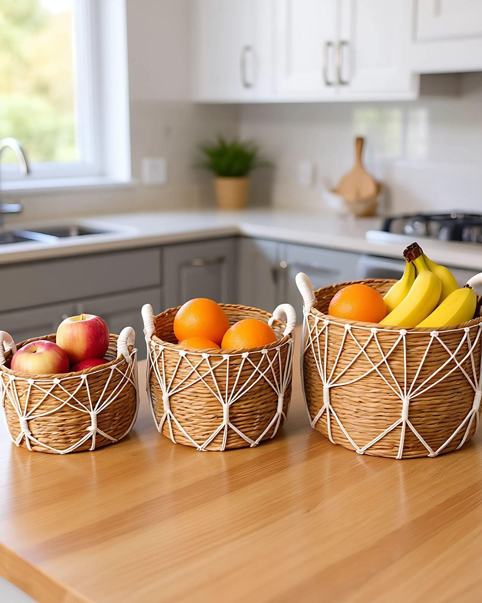 Set 3 Canastos Almacenamiento Natural Decorativos Hogar Jhn-5