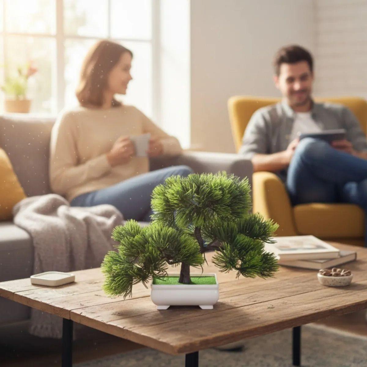 Set 2 Planta Artificial Decorativa Bonsái Agujas Pino Jhn-3