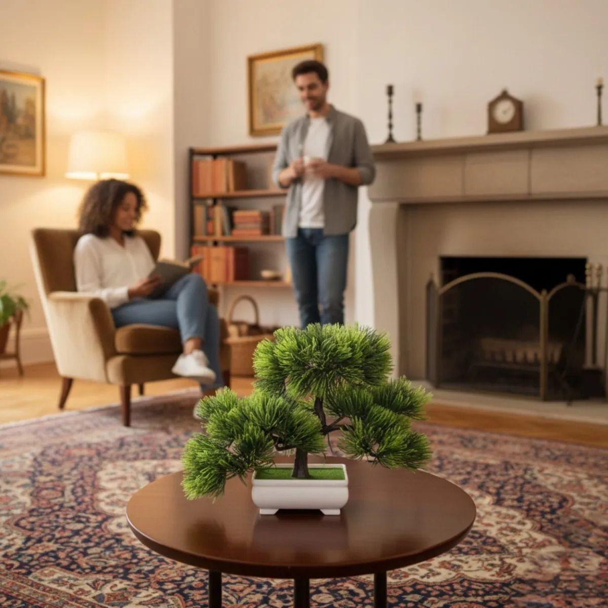 Set 2 Planta Artificial Decorativa Bonsái Agujas Pino Jhn-4