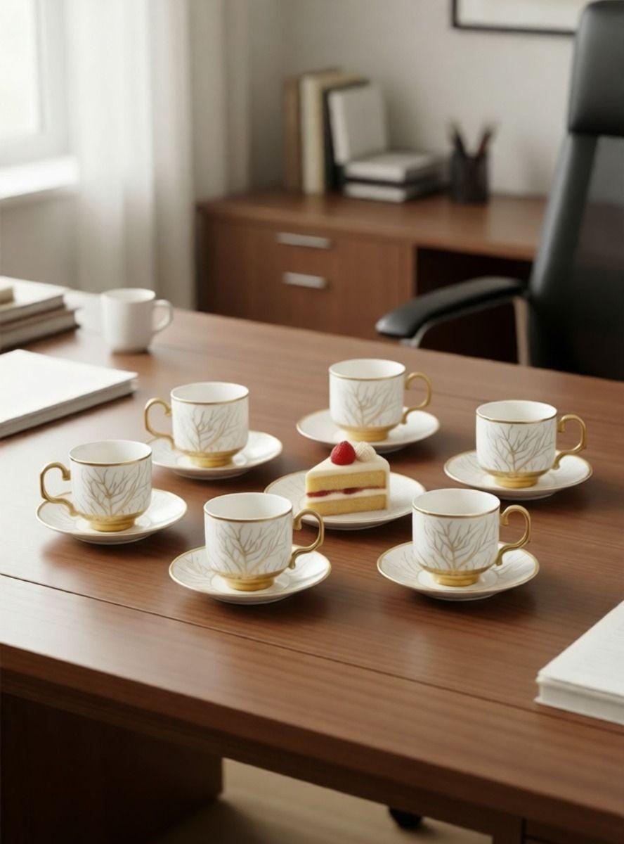 Juego Vajilla Tazas Platillos Gourmet Grabados Botánicos Jhn-8