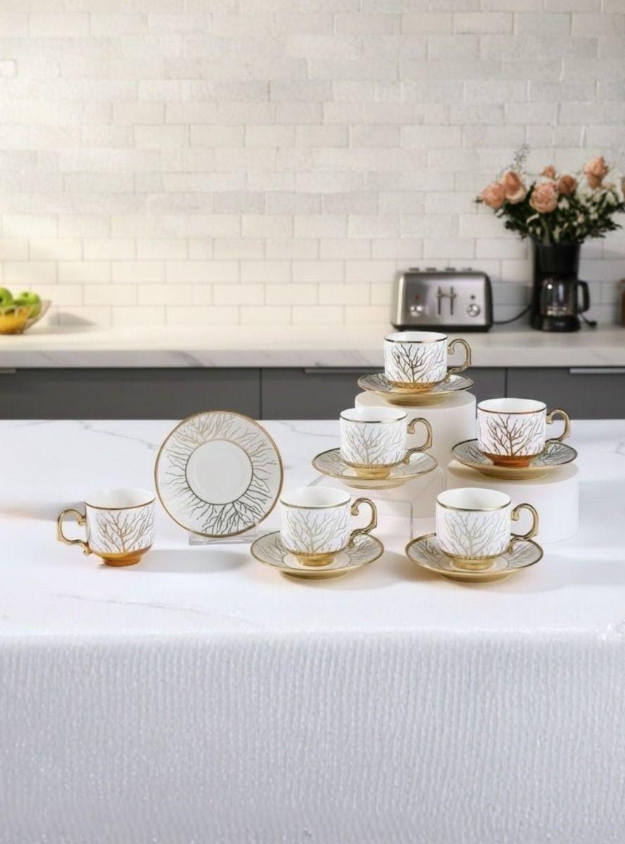 Juego Vajilla Tazas Platillos Gourmet Grabados Botánicos Jhn-9