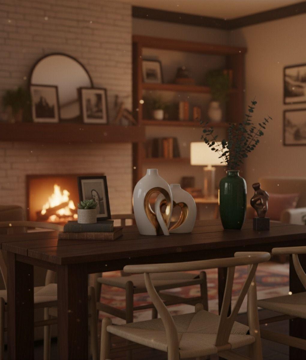 Florero Decorativo Escultural Jarrón Abstracto Corazón Jhn-7