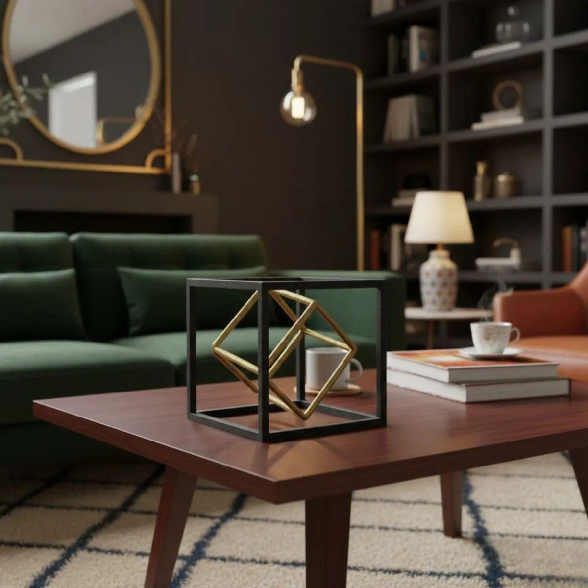 Estatua Figura Decorativa Geométrica Adorno Hogar Cubo Jhn-4