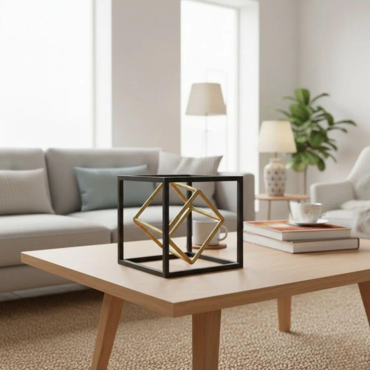 Estatua Figura Decorativa Geométrica Adorno Hogar Cubo Jhn-5