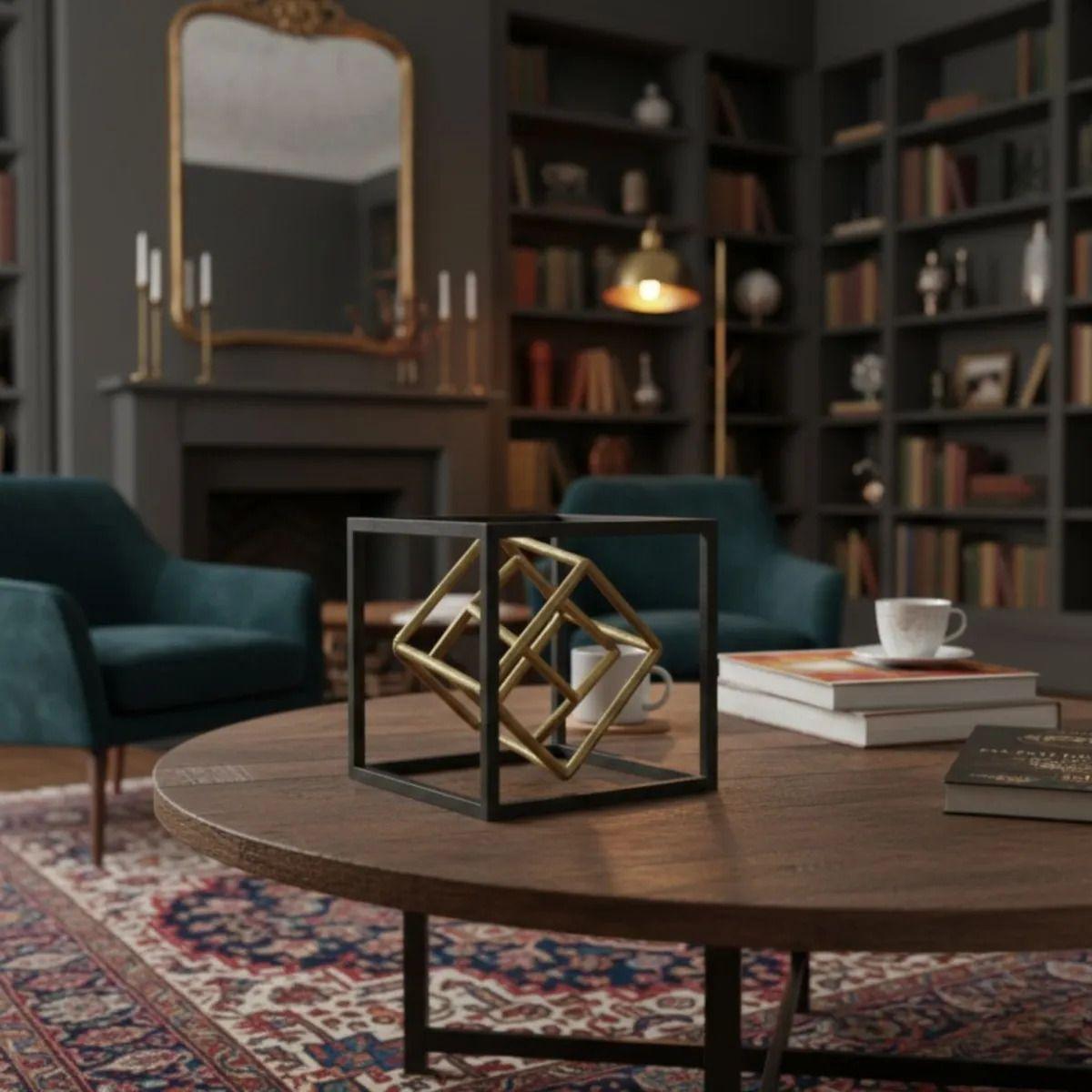 Estatua Figura Decorativa Geométrica Adorno Hogar Cubo Jhn-7