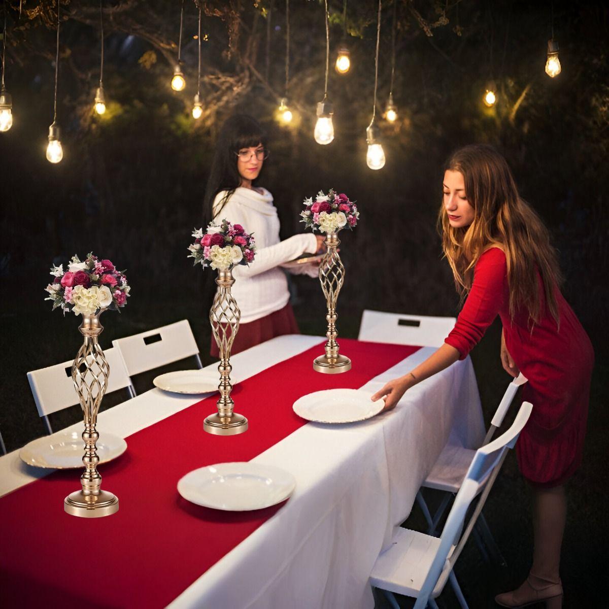 Portavelas Centro Mesa Candelabro Decoración 49cm Jhn-4