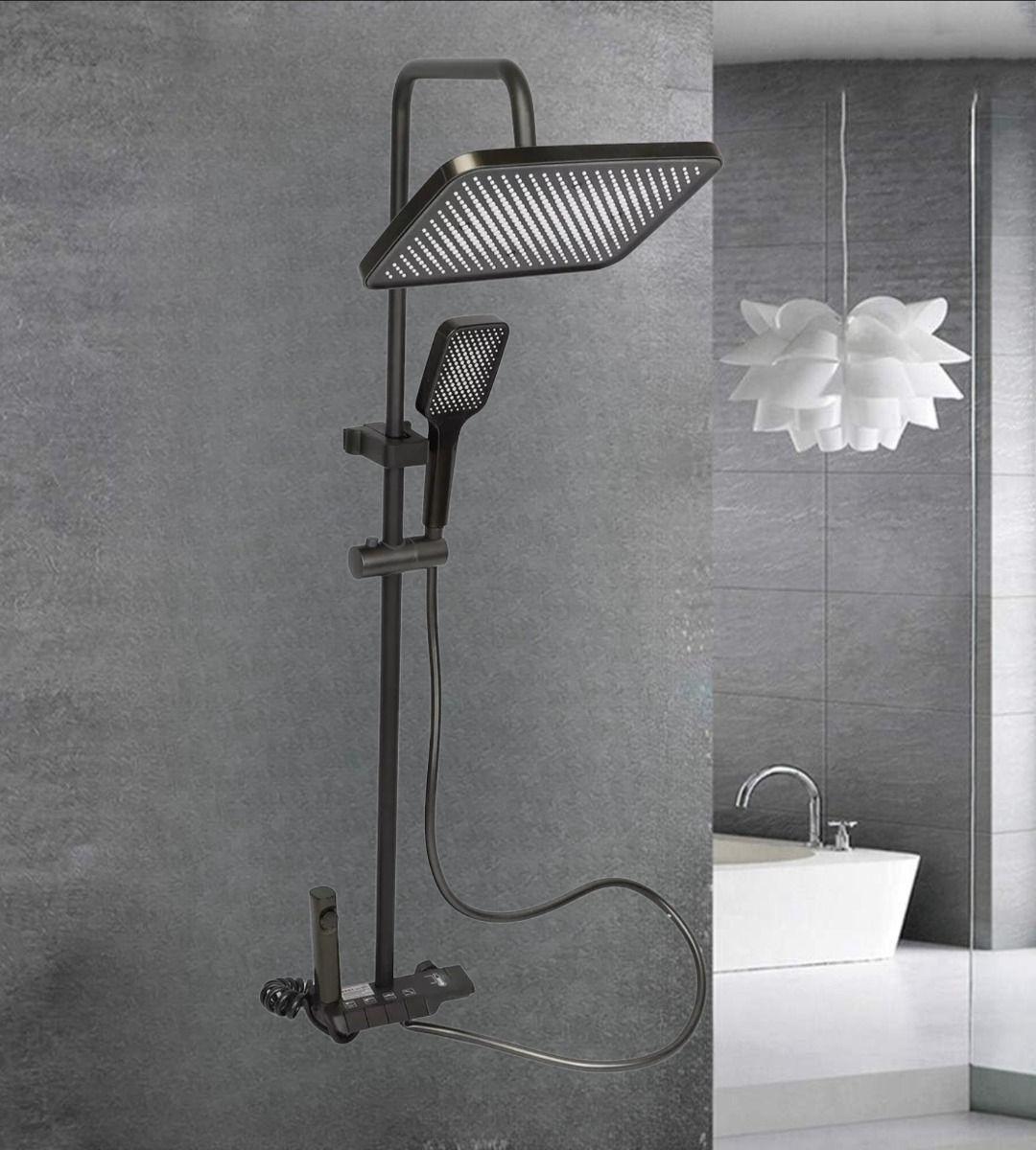 Regadera Ducha Cuadrada Columna Alta Presión Spray 4en1 Jhn-8