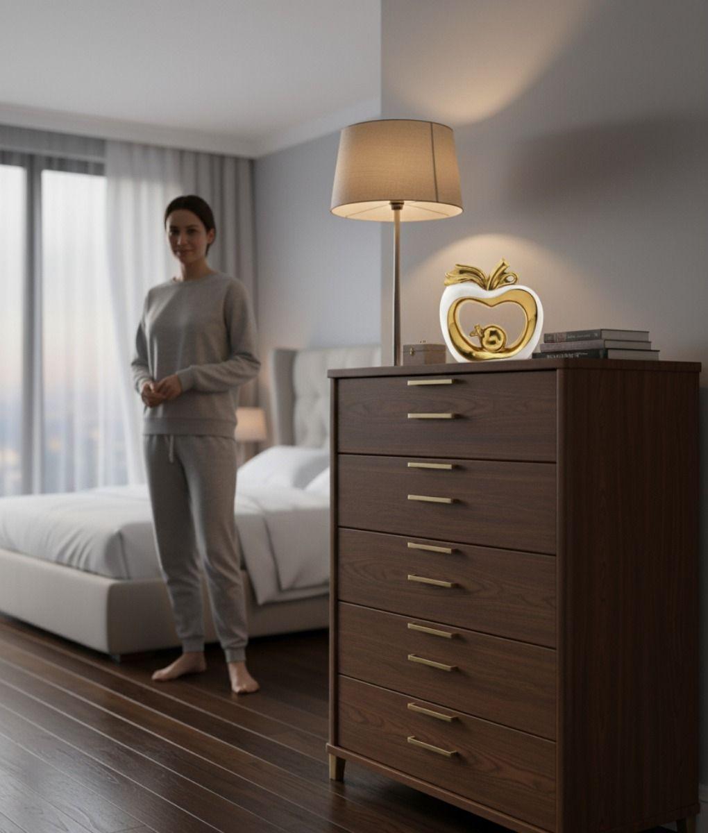 Figura Decorativa Manzana Núcleo Dorado Estatua Adorno Jhn-5