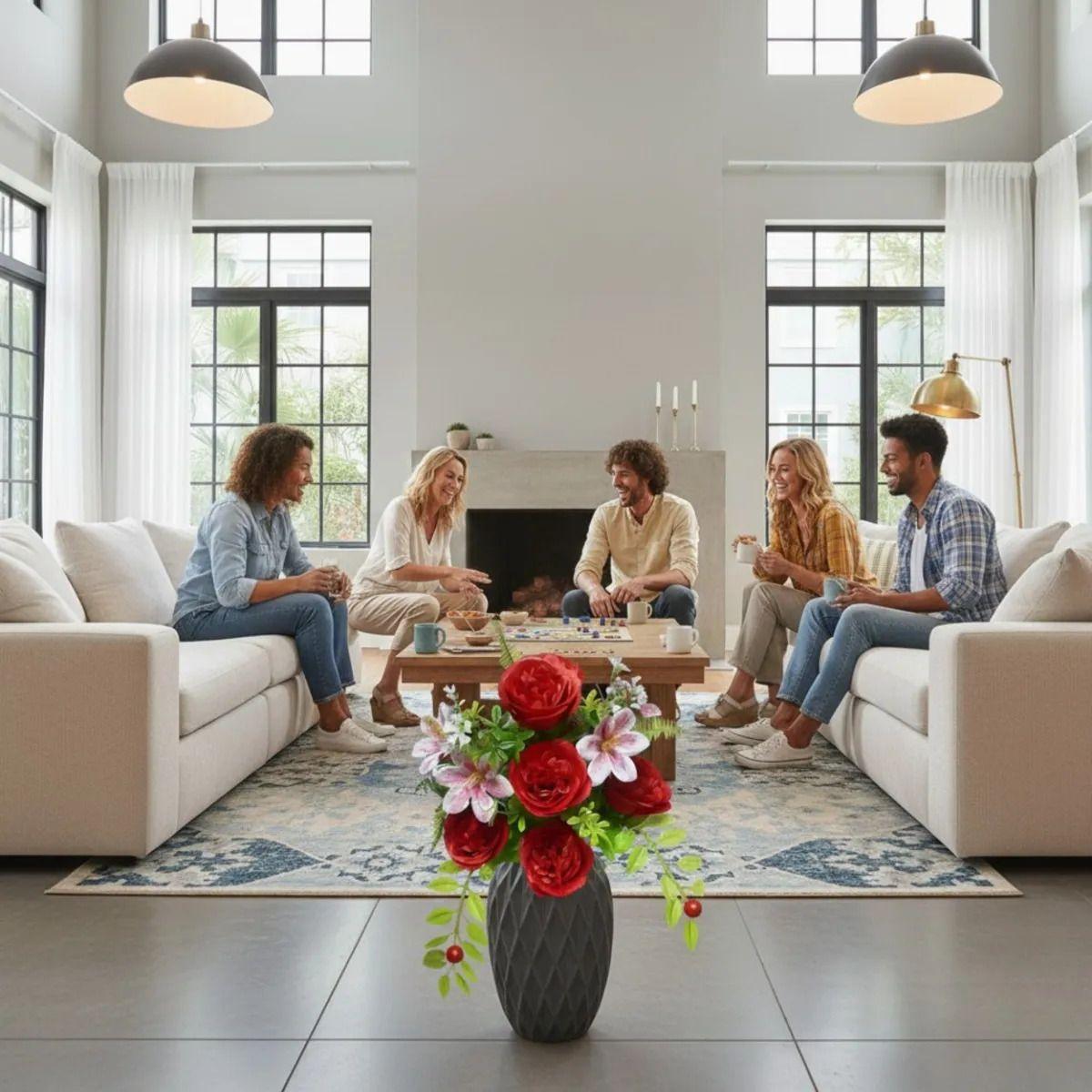 Set 2 Flores Artificiales Adorno Rosas Lirios Silvestres Jhn-3