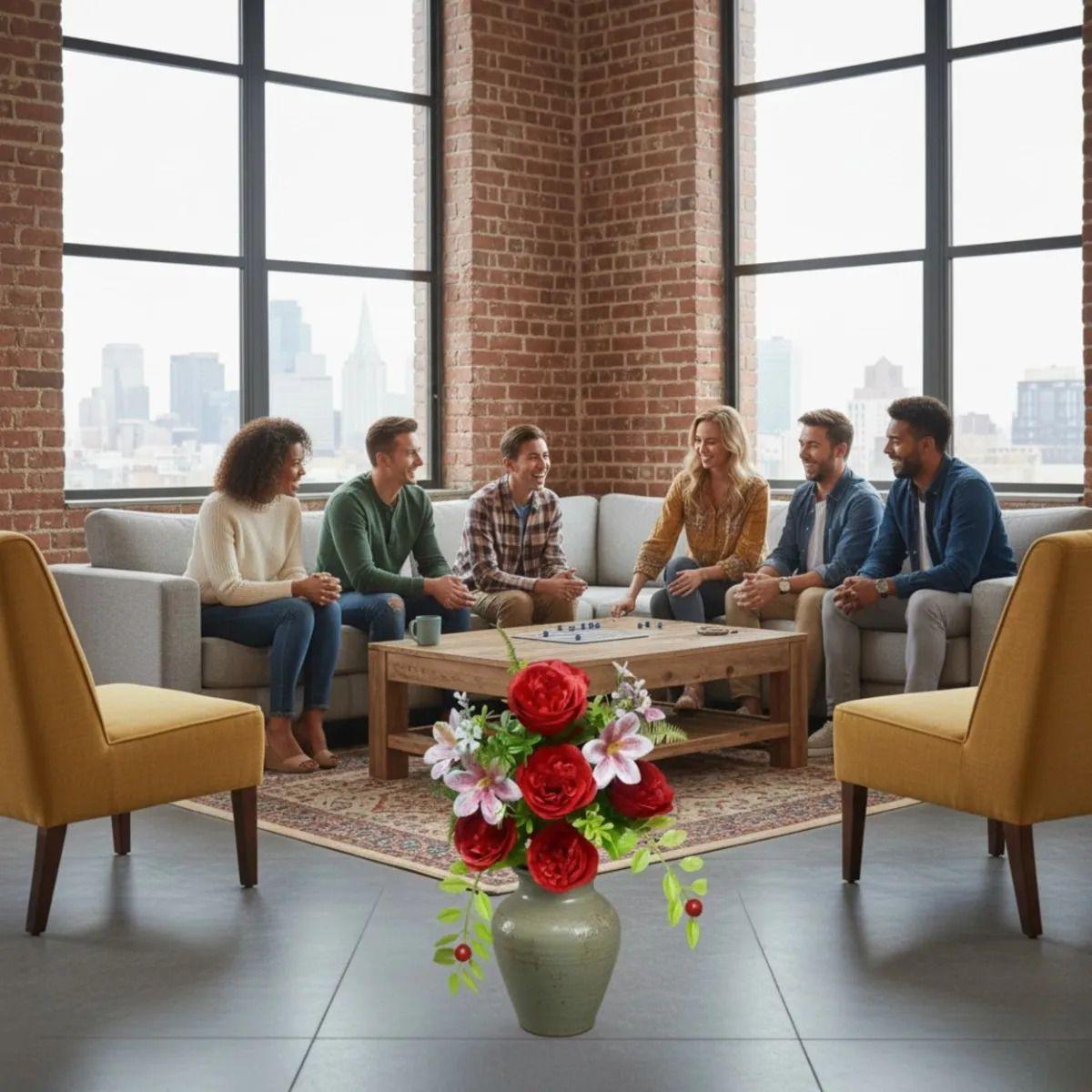 Set 2 Flores Artificiales Adorno Rosas Lirios Silvestres Jhn-6