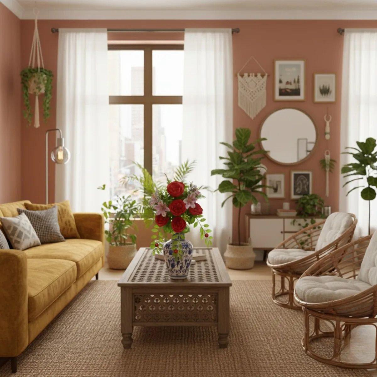 Set 2 Flores Artificiales Adorno Rosas Lirios Silvestres Jhn-9