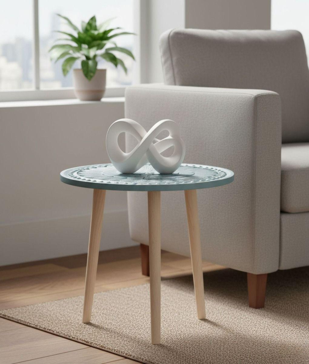 Mesa Centro Redonda Decorativa Auxiliar Moderno Hogar Jhn-9