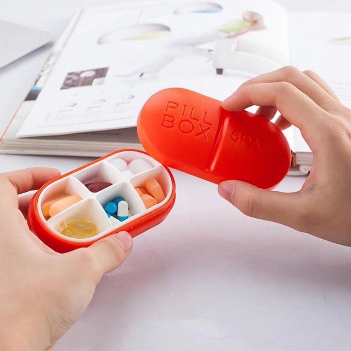 SET 4 PASTILLERO ROJO 6 COMPARTIMIENTOS PORTATIL LAU-9