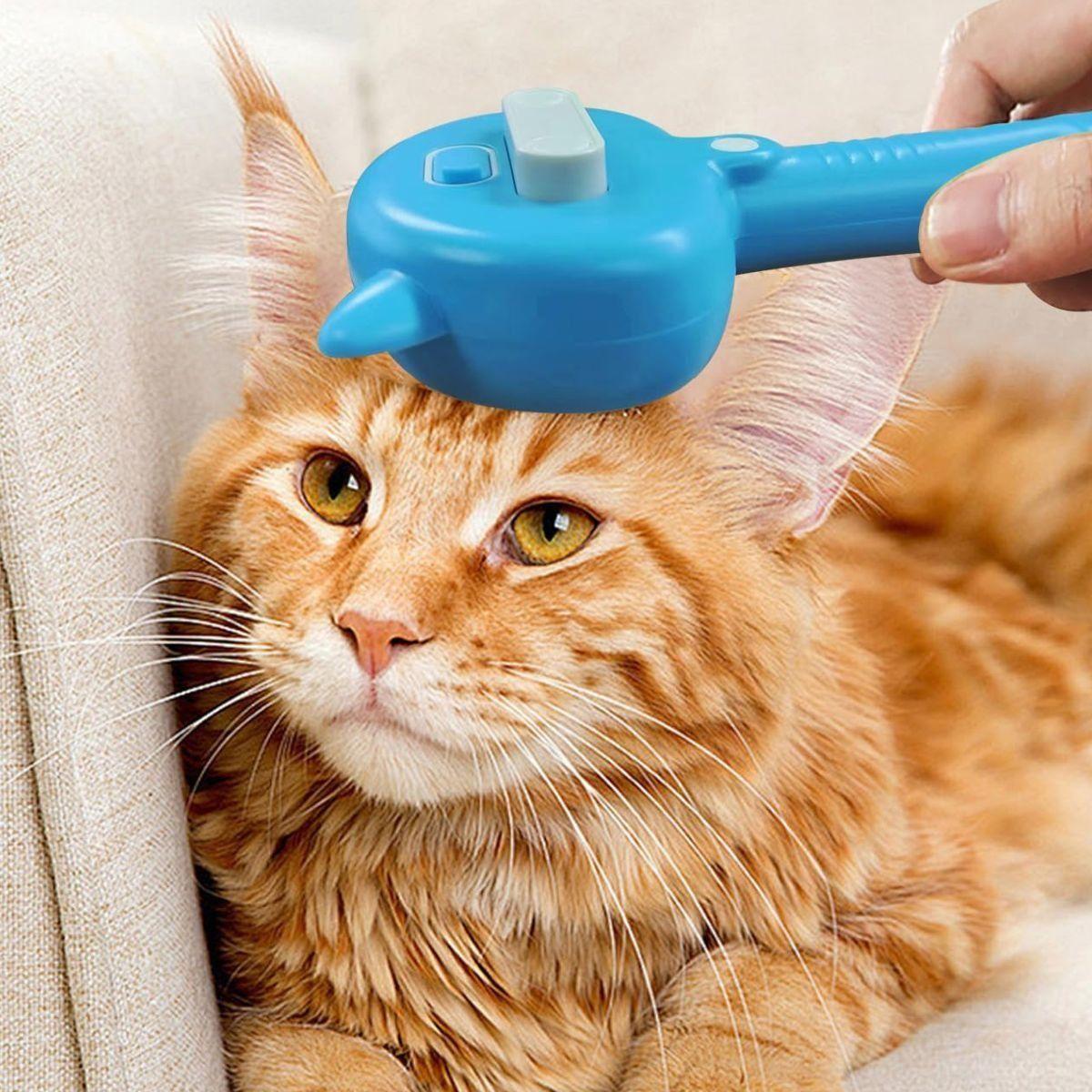 CEPILLO DE VAPOR PARA HIGIENE MASCOTAS 4EN1 CUIDADO PERRO GATOS LAU-2