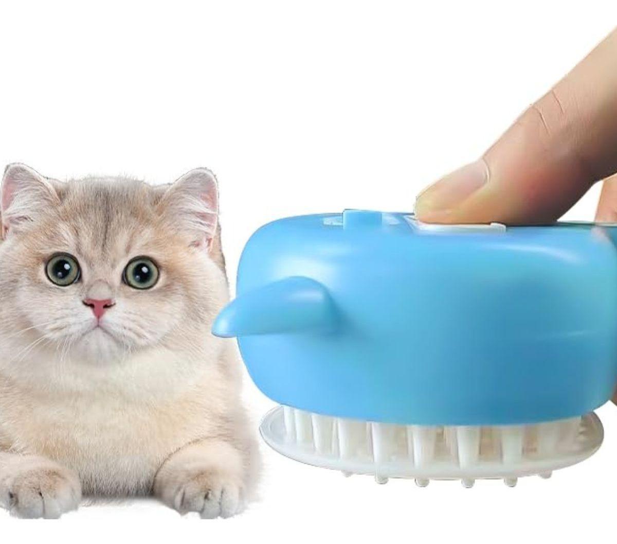 CEPILLO DE VAPOR PARA HIGIENE MASCOTAS 4EN1 CUIDADO PERRO GATOS LAU-6