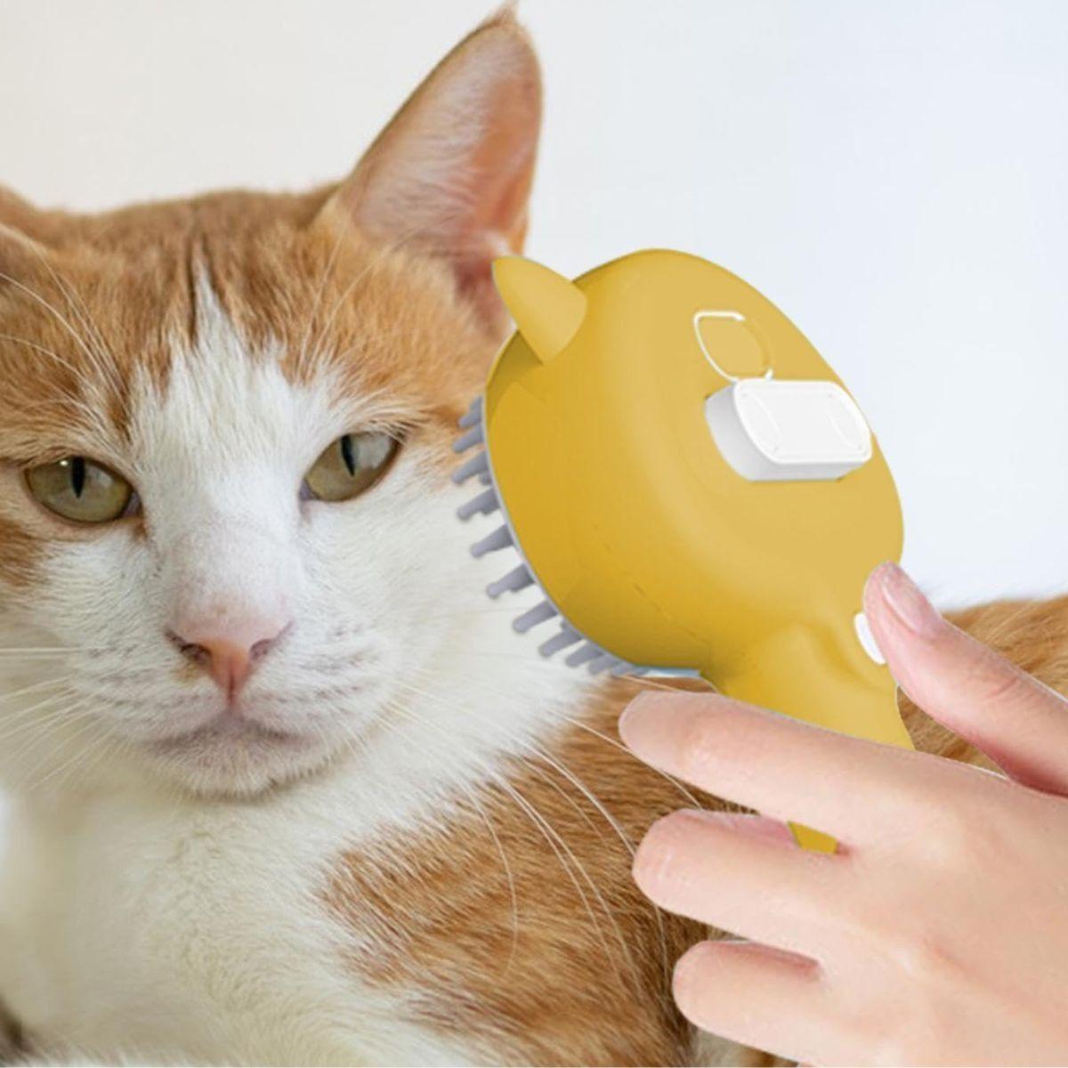 CEPILLO DE VAPOR PARA HIGIENE MASCOTAS 4EN1 CUIDADO PERRO GATOS LAU-7