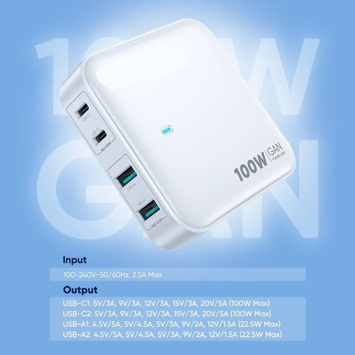 Cargador USB C Estación Carga USB 4 Puertos Portatil Rondon -6