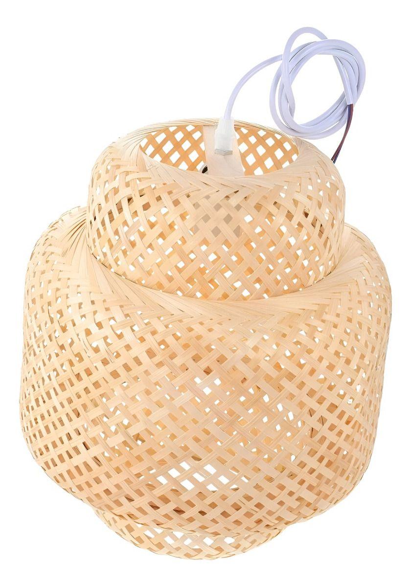 Lámpara Colgante Bambú Tejida Natural Techo Decoración Jhn-0