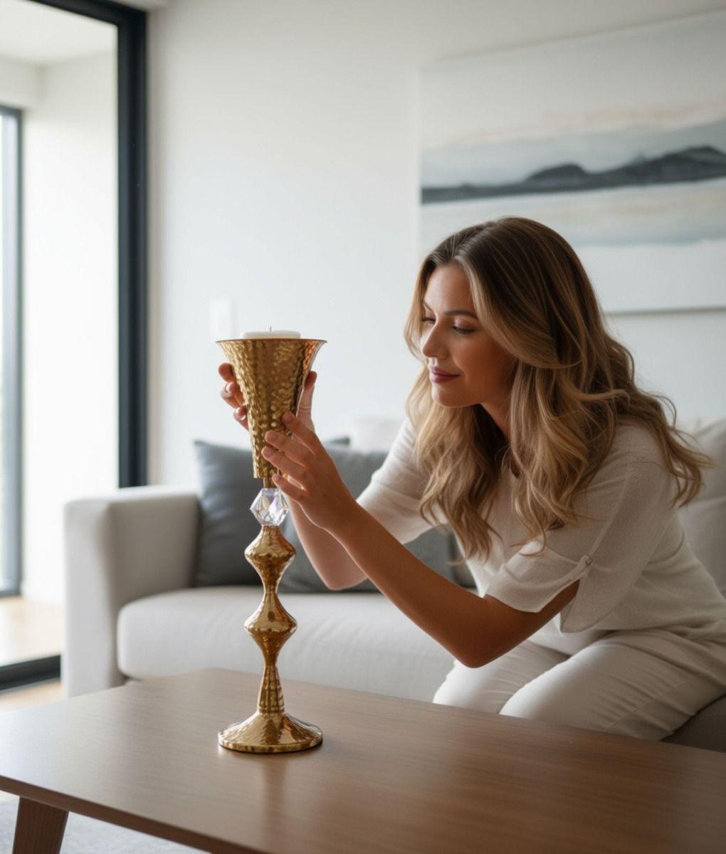 Portavelas Decorativo Elegante Adorno Hogar Moderno Jhn-3