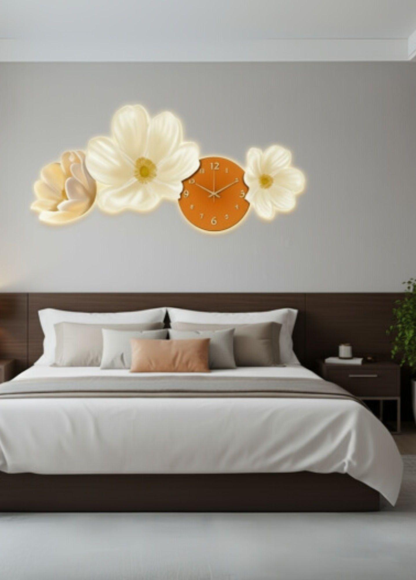 Reloj Pared Decorativo LED Diseño Floral 3D Hogar Jhn-3