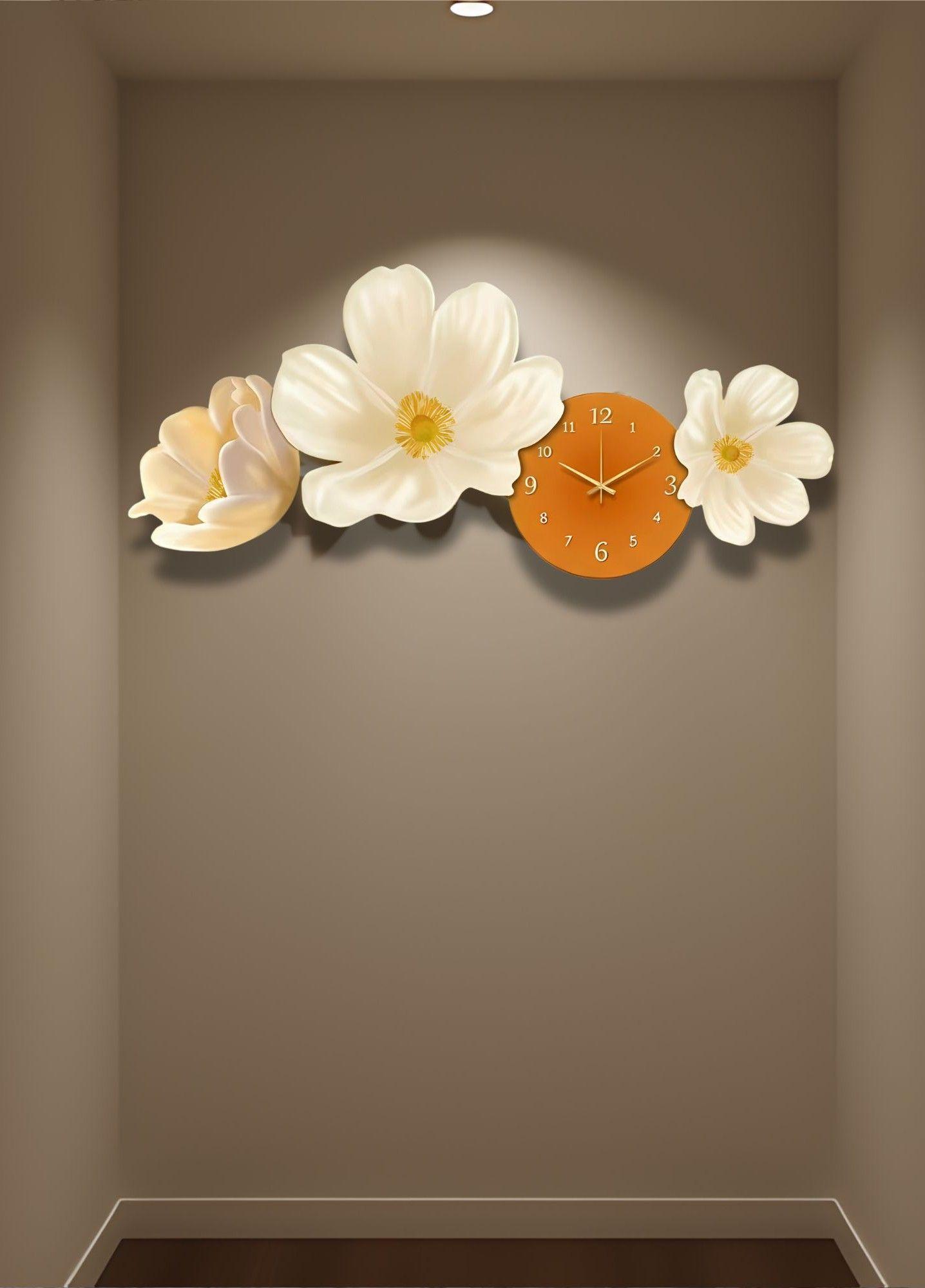 Reloj Pared Decorativo LED Diseño Floral 3D Hogar Jhn-4