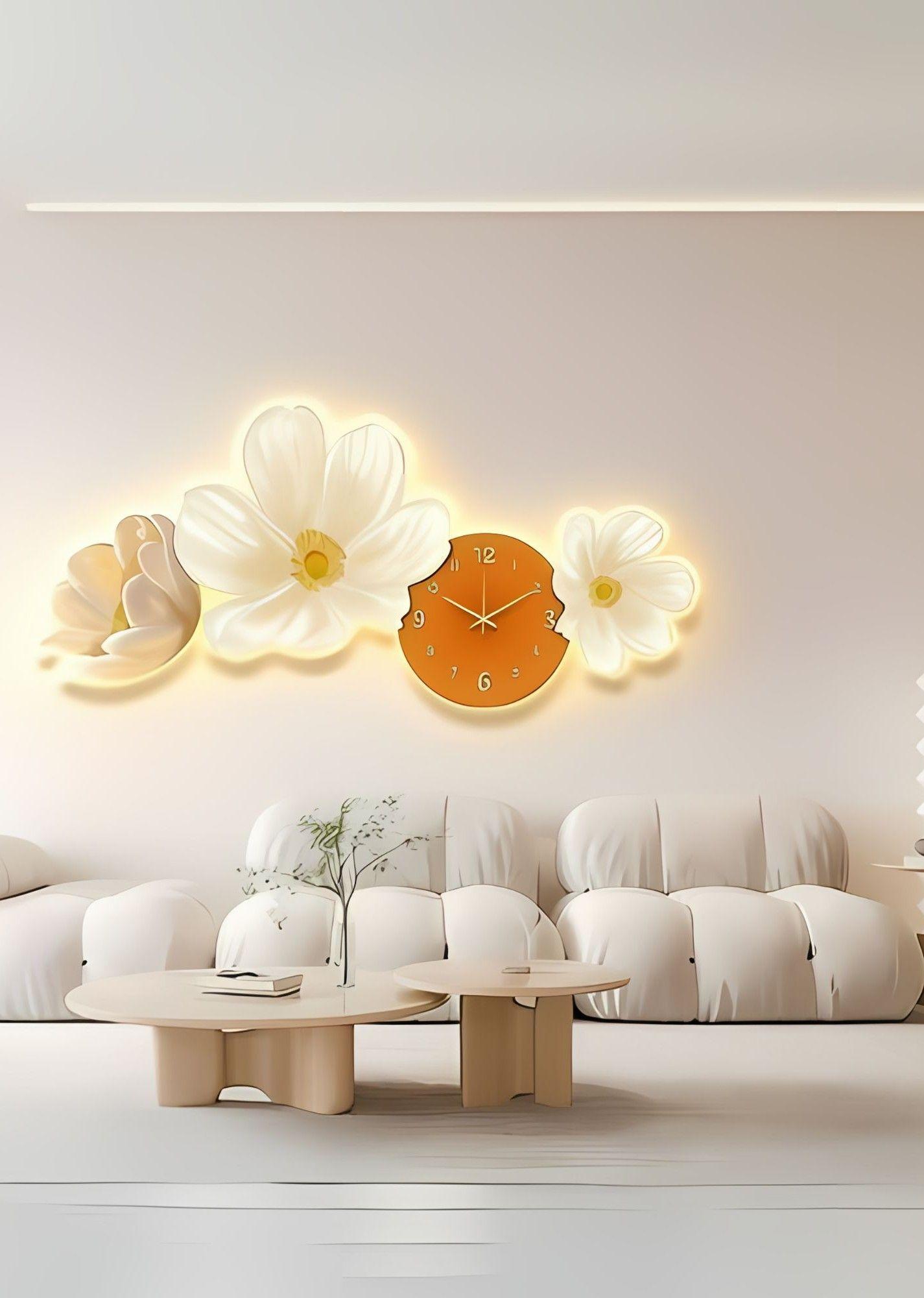 Reloj Pared Decorativo LED Diseño Floral 3D Hogar Jhn-5