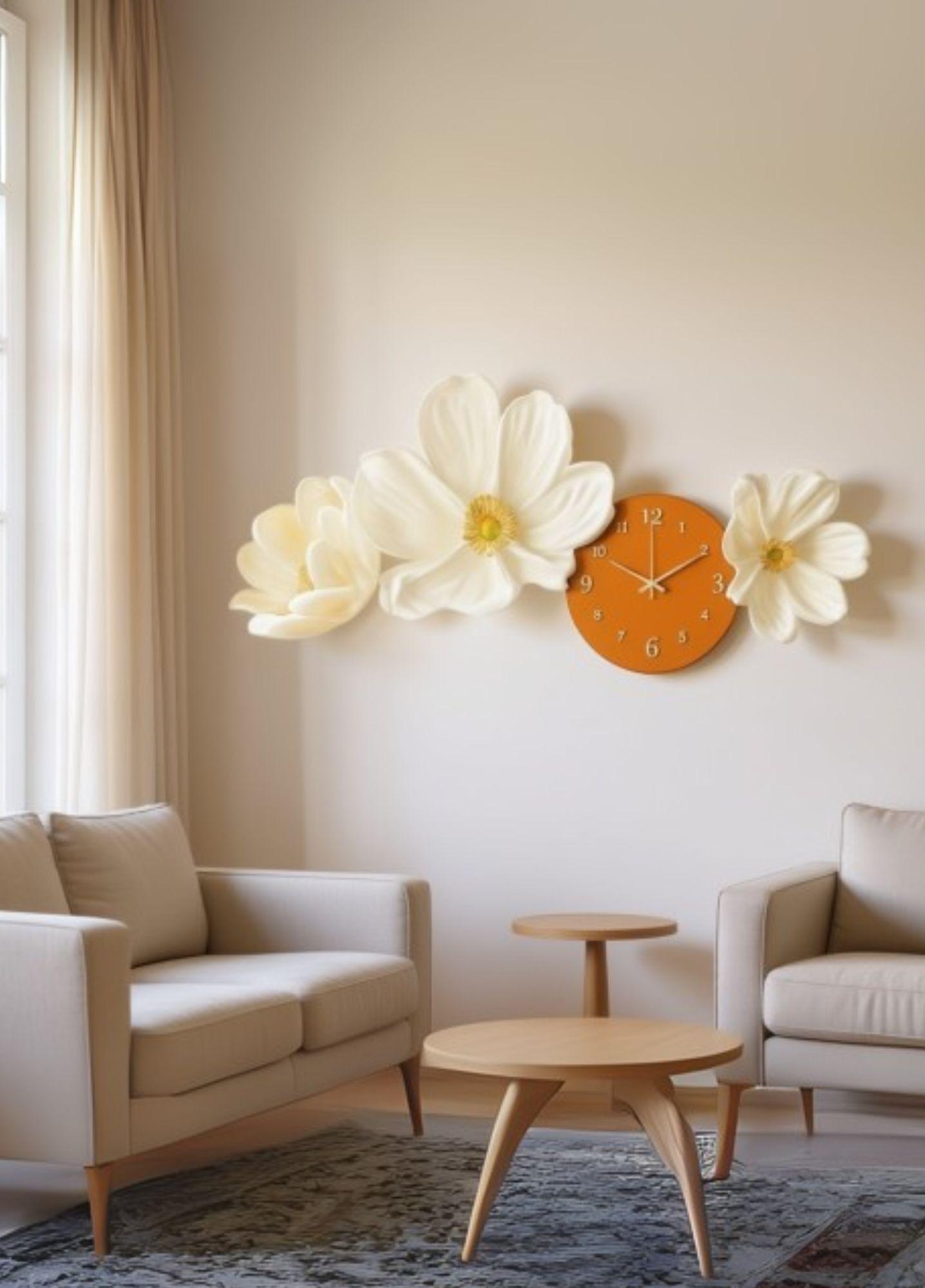 Reloj Pared Decorativo LED Diseño Floral 3D Hogar Jhn-6