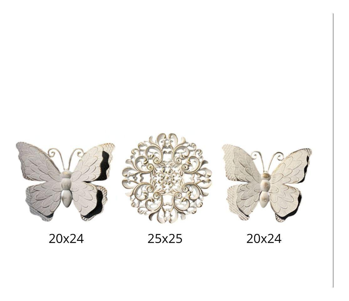 Set Decorativo Pared Mariposas Flor Arte Blanco Jhn-9