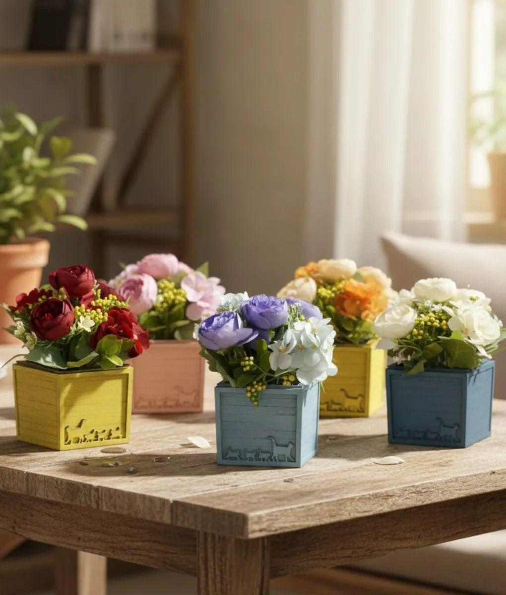 Planta Decorativa Artificial Diseño Floral Campestre Jhn-8