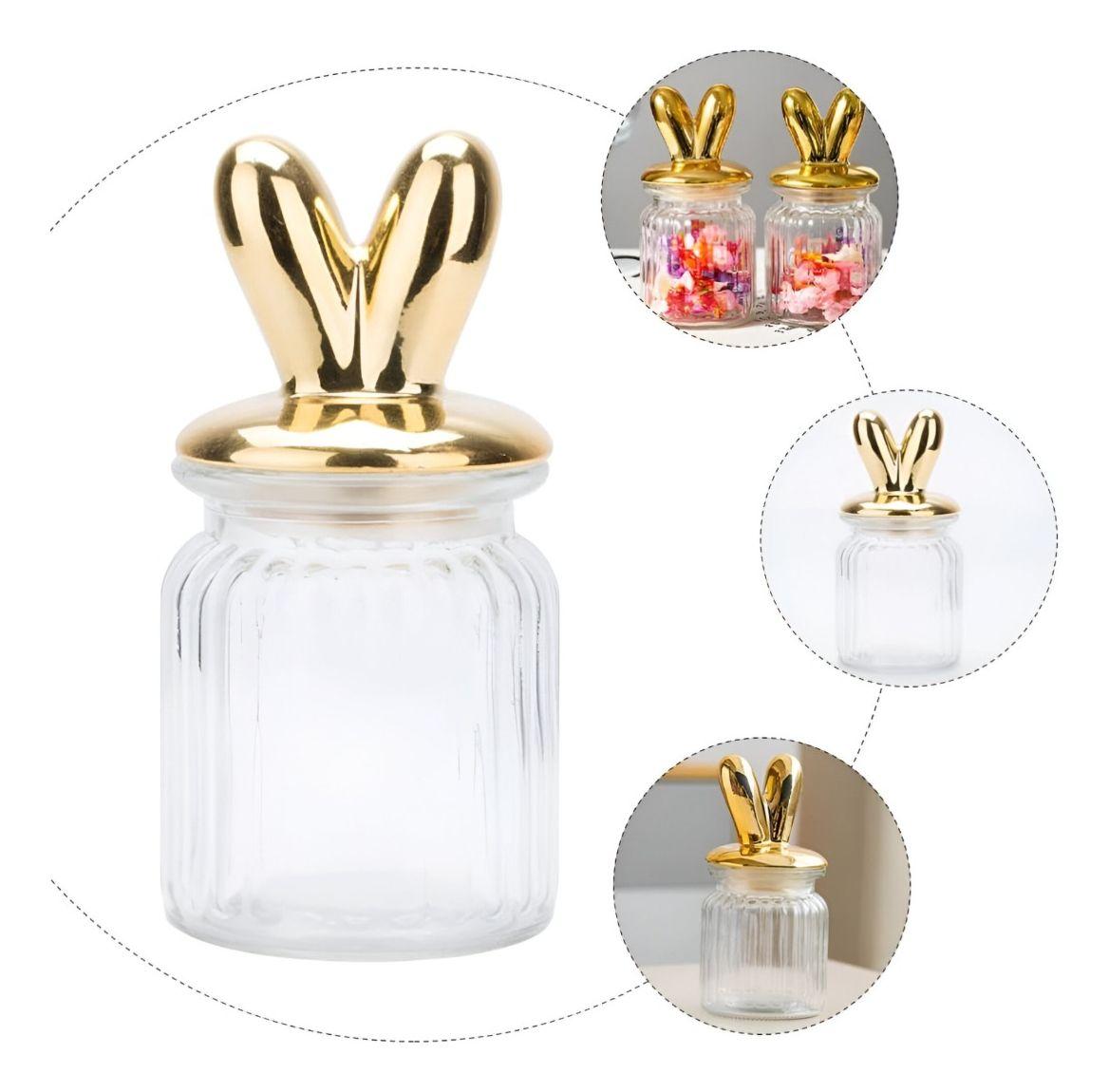 Set 2 Tarro Almacenamiento Tapa Decorativa Orejas Conejo Jhn-1