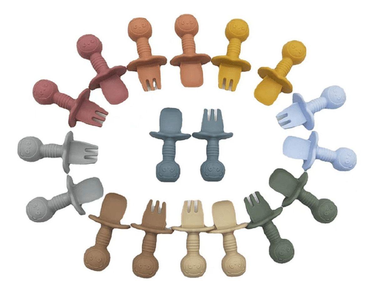 Set 3 Cubierto + Cuchara Silicona Entrenamiento Bebes Lau-1