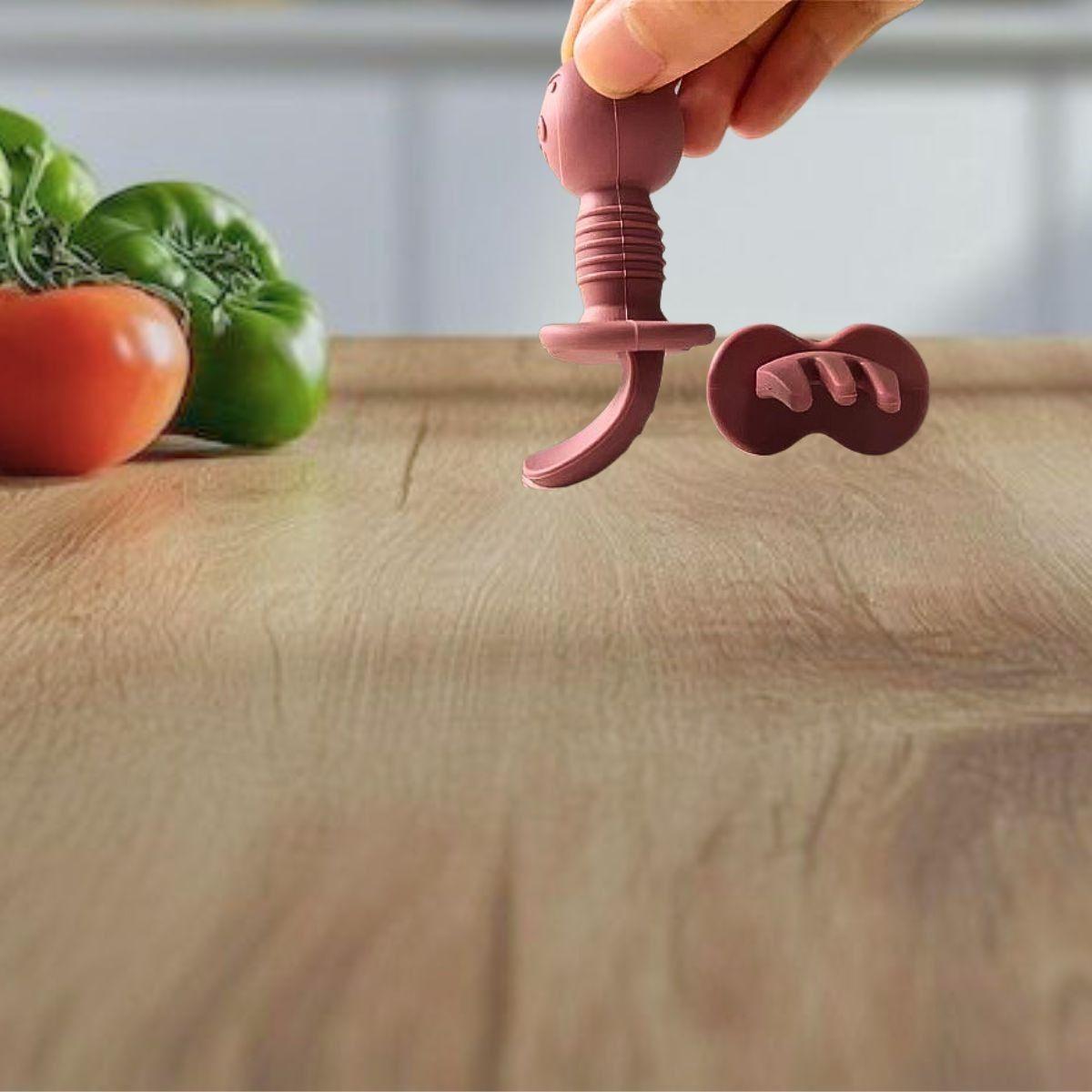 Set 3 Cubierto + Cuchara Silicona Entrenamiento Bebes Lau-6