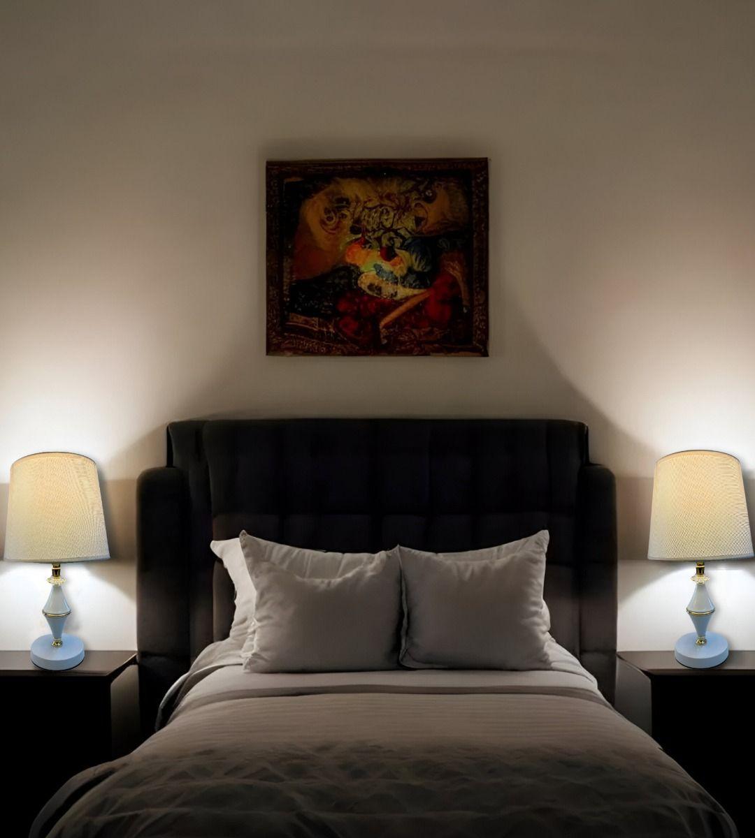 Lámpara Velador Mesa Moderna Dormitorios Blanca Jhn-7