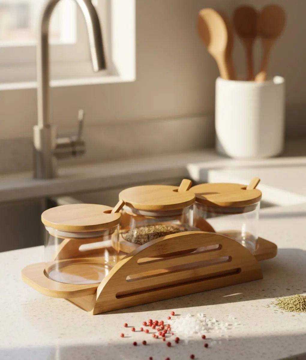 Juego Contenedores Frascos Organización Estilo Natural Jhn-8