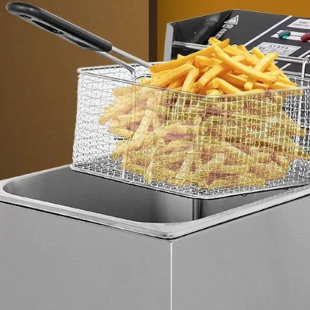 FREIDORA DE ACEITE ACERO INOX 6.5L COCINA RESTAURANTE LAU-4
