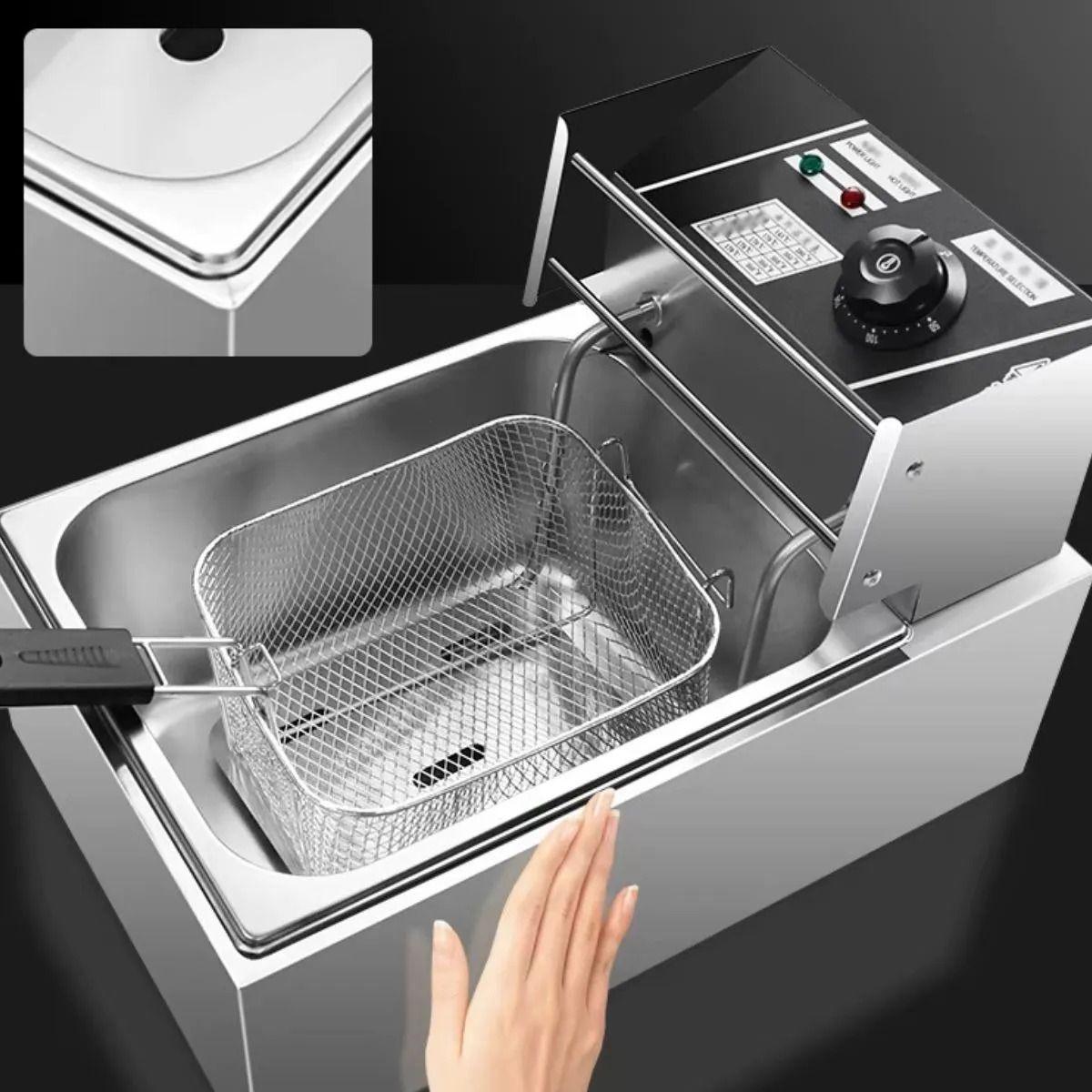FREIDORA DE ACEITE ACERO INOX 6.5L COCINA RESTAURANTE LAU-5