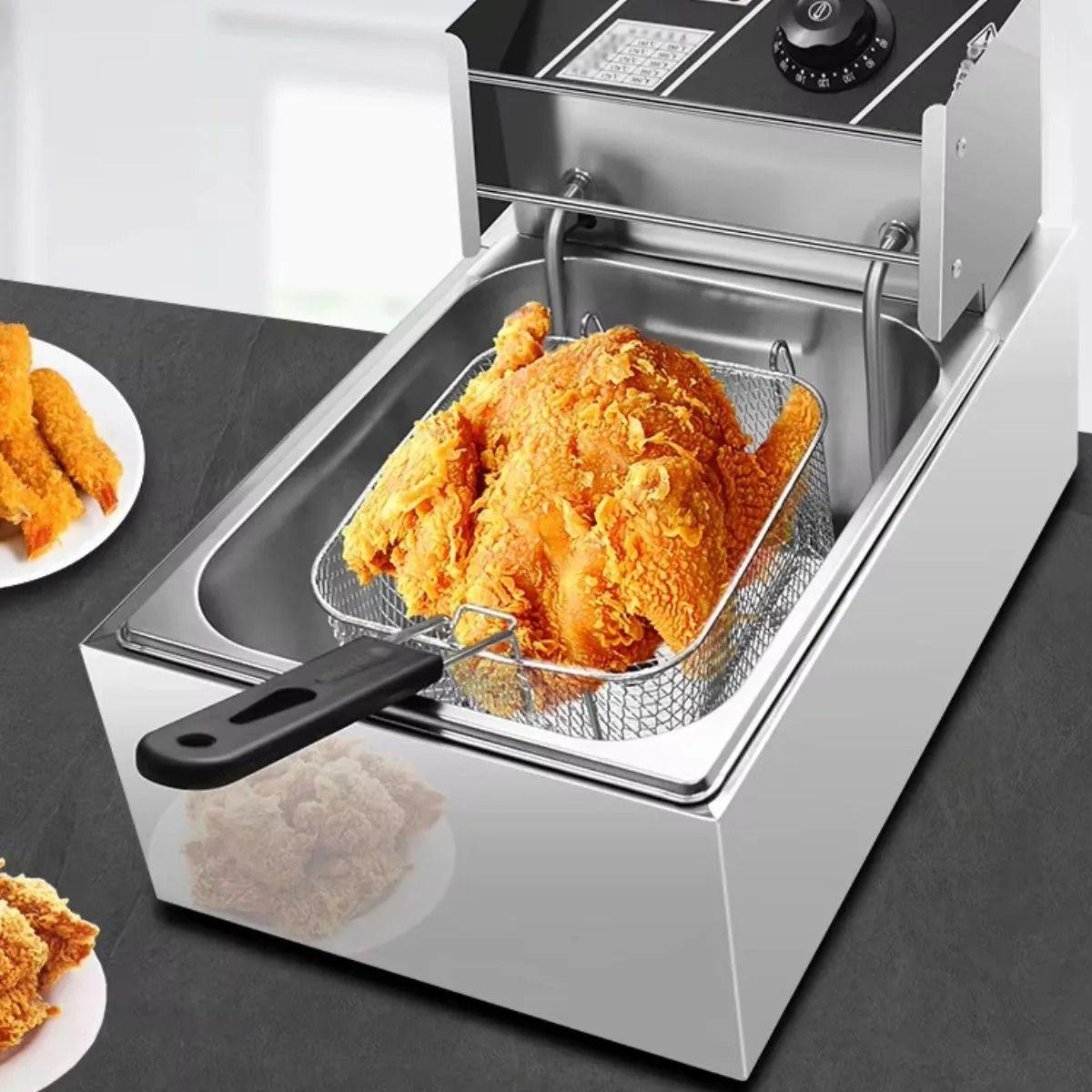 FREIDORA DE ACEITE ACERO INOX 6.5L COCINA RESTAURANTE LAU-6