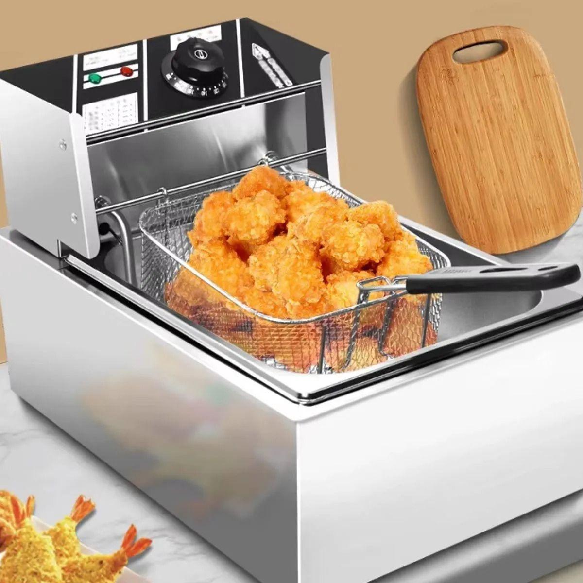 FREIDORA DE ACEITE ACERO INOX 6.5L COCINA RESTAURANTE LAU-7