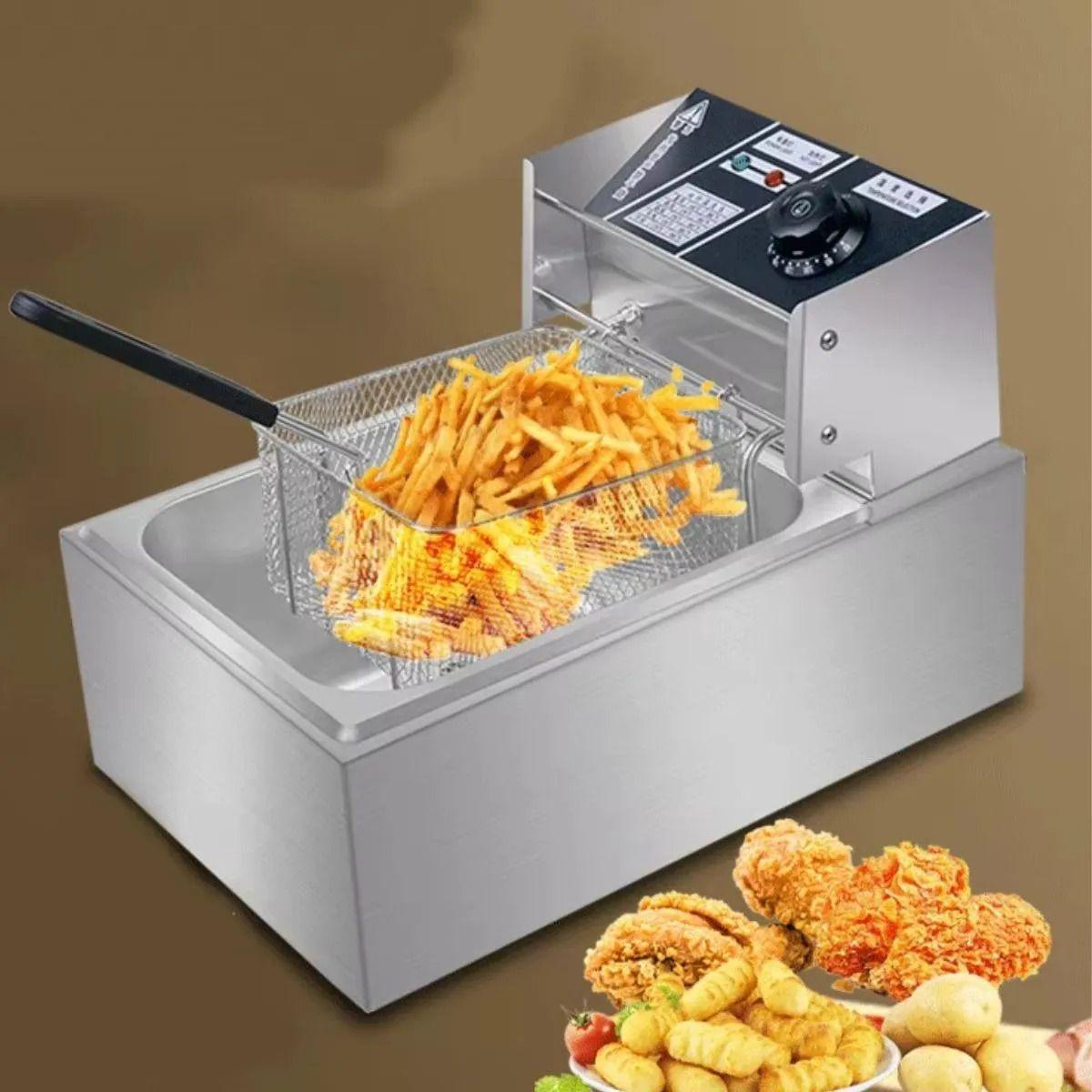 FREIDORA DE ACEITE ACERO INOX 6.5L COCINA RESTAURANTE LAU-8