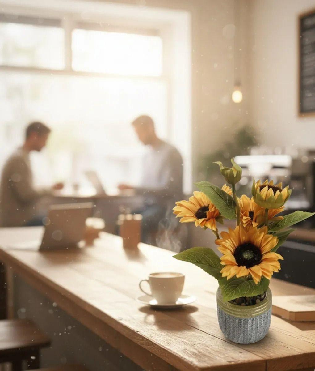 Planta Artificial Decorativa Girasoles Acabado Artesanal Jhn-4