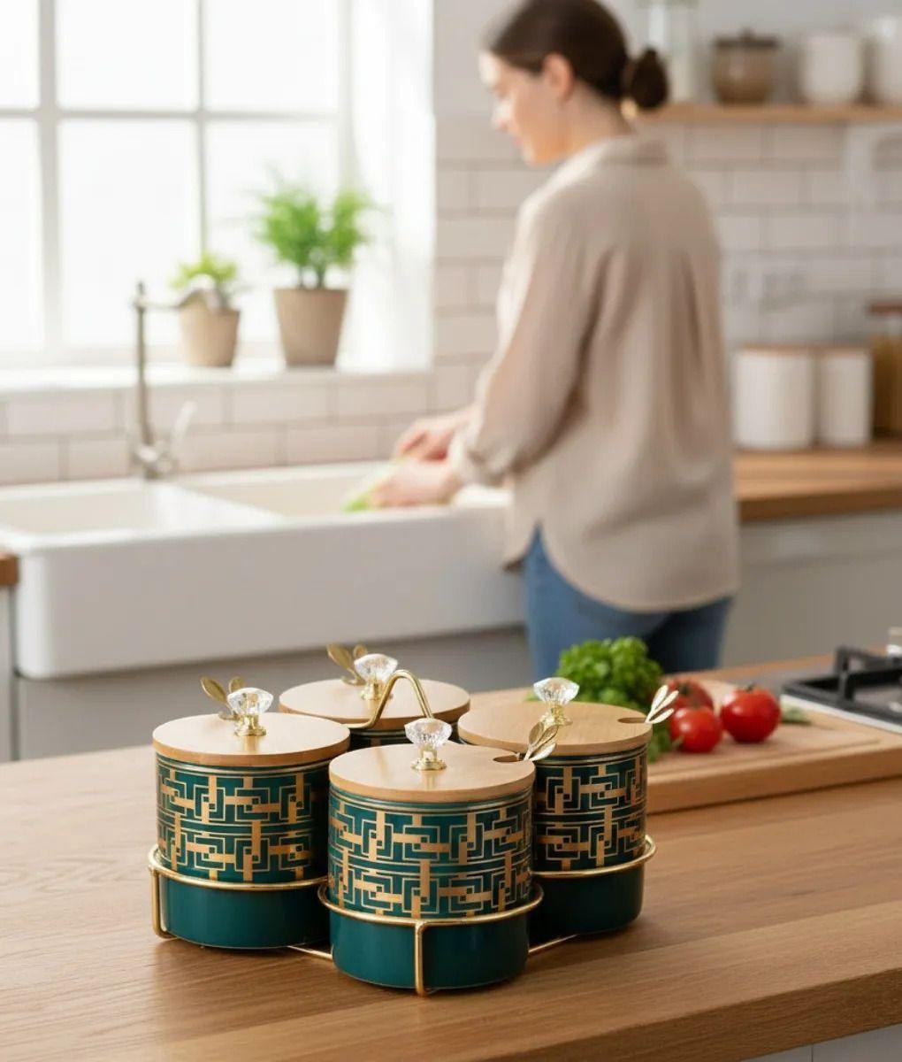 Juego Contenedores Frascos Organización Estilo Elegante Jhn-7