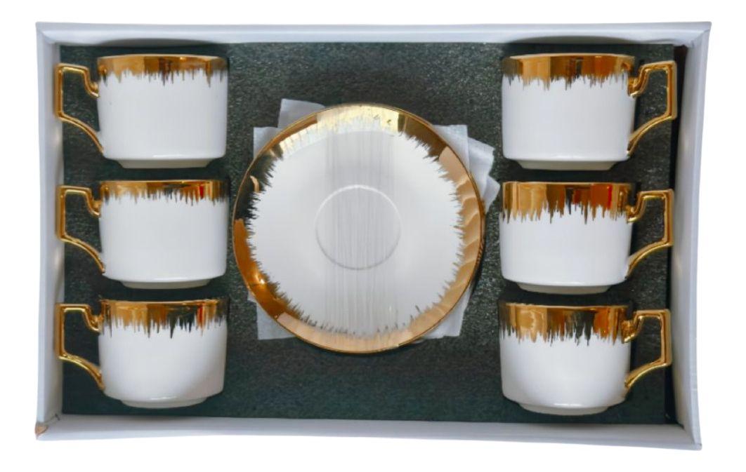 Juego Taza Café Platillo Apilable Borde Decorativo Jhn-1
