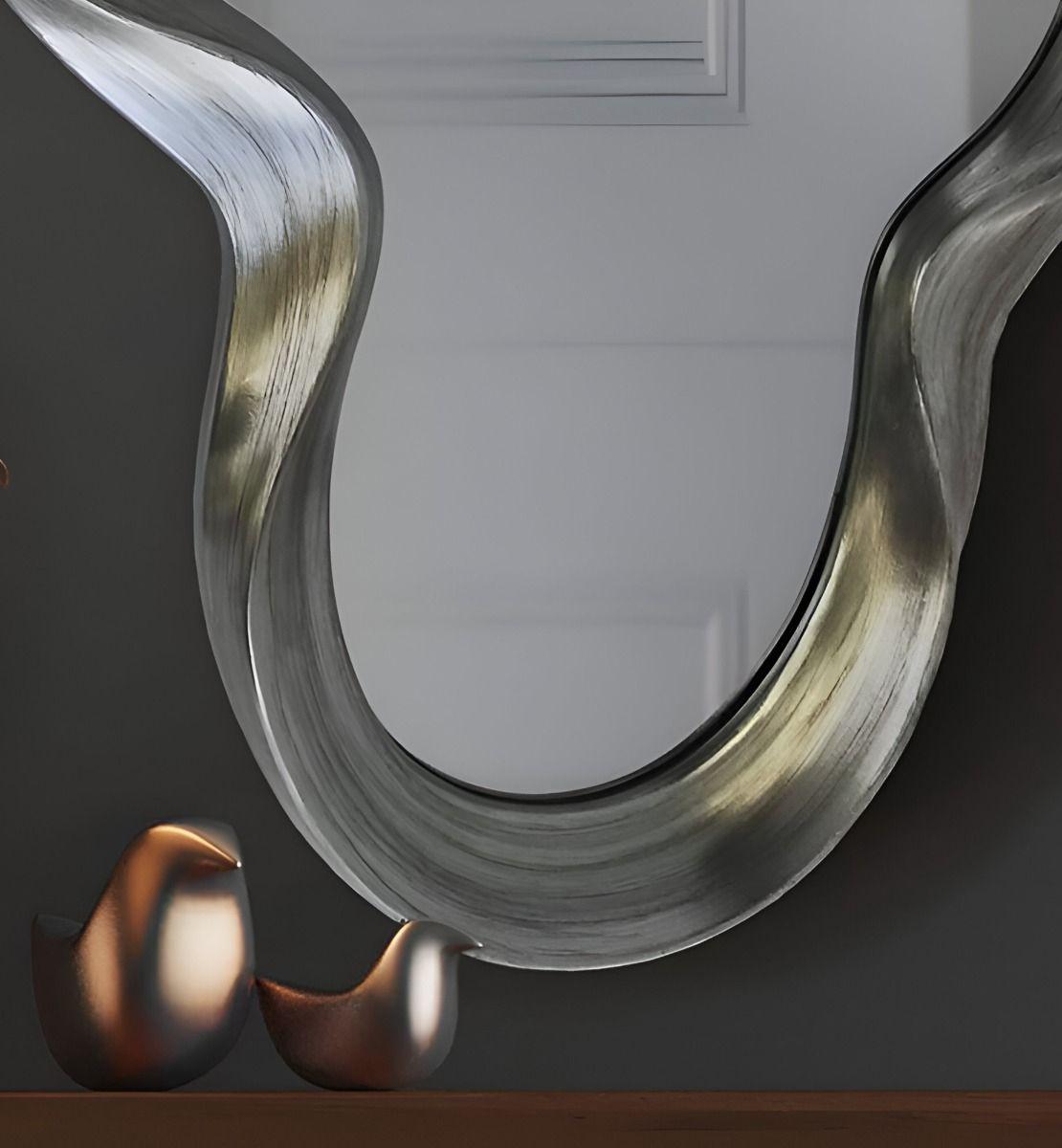 Espejo Pared Irregular Ondulado Nube Decorativo Gris Jhn-1