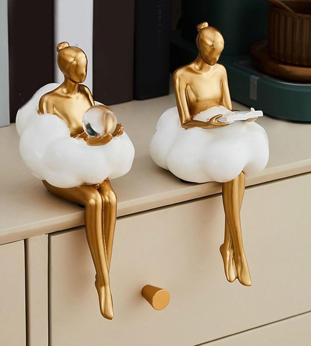 Set 2 Estatua Decorativa Creativa Figura Sentada Moderna Jhn-4