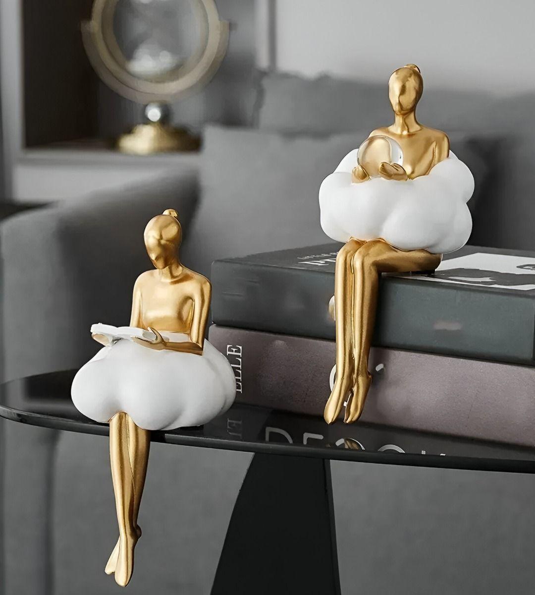 Set 2 Estatua Decorativa Creativa Figura Sentada Moderna Jhn-7