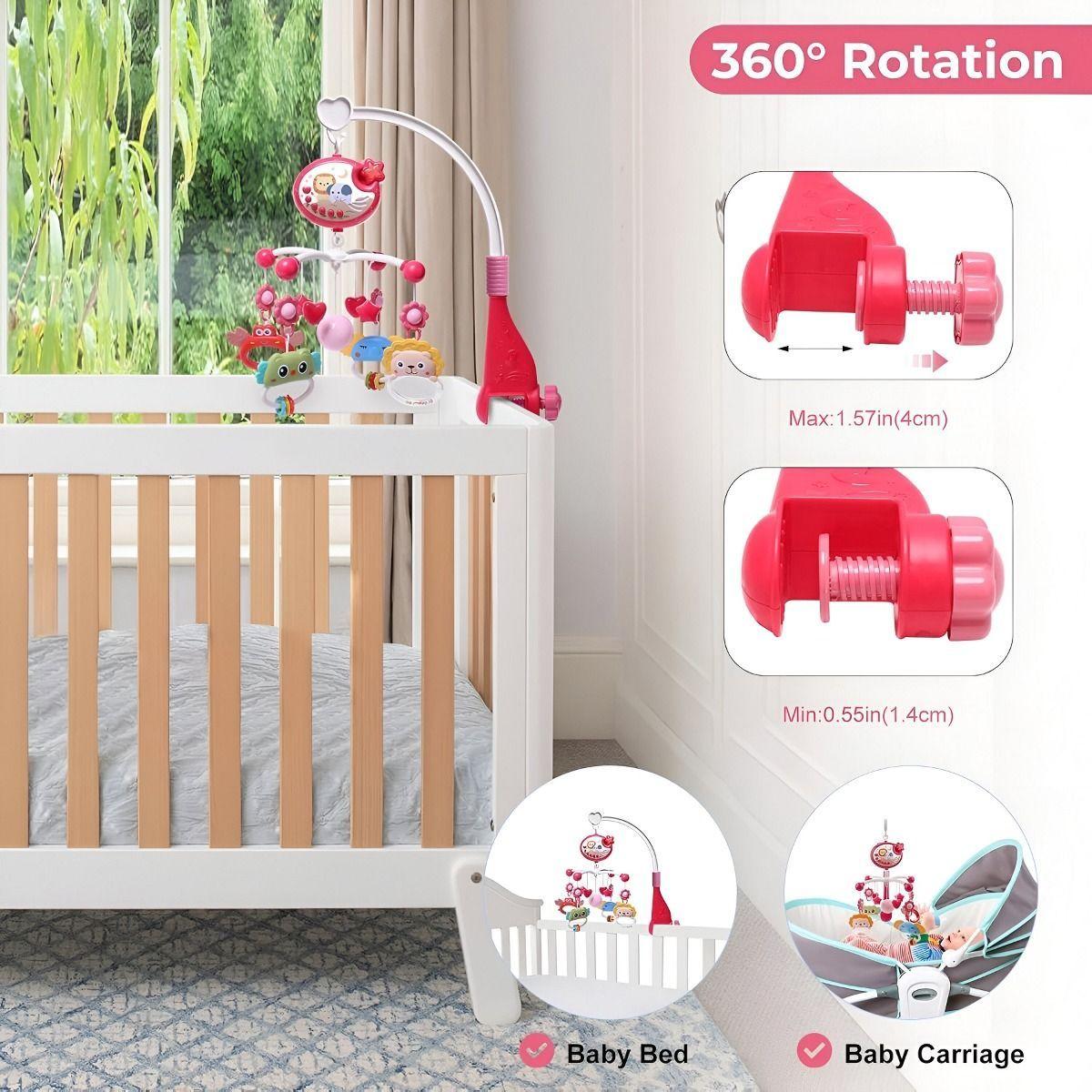 Móvil Bebé Cuna Música Luces Carrusel Portátil Colgante Jhn-8